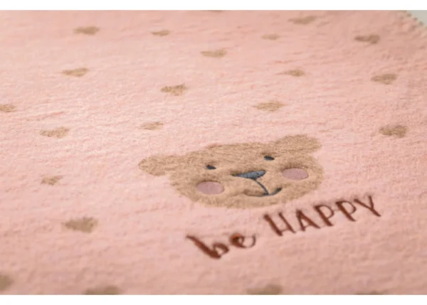 MILA baby blanket with embroidery, BE HAPPY-bear (GRS) - Image 3